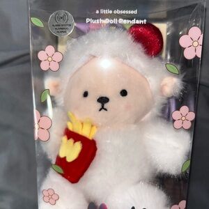 Adorable White and Red Plush Doll Pendant